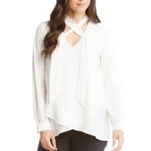 KAREN KANE  Crisscross tie-neck Blouse, Medium